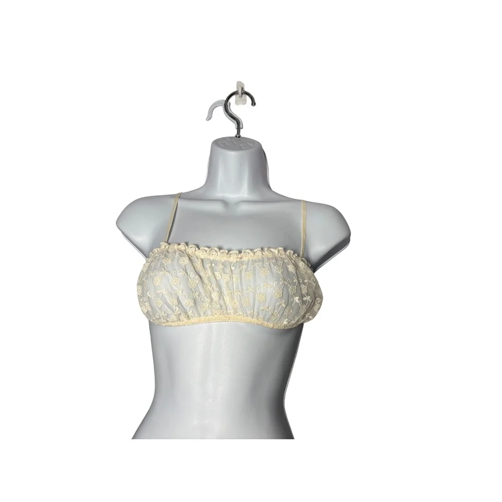 Only Hearts Women Little Flower Joey Bralette XS Off White Lace Ruffle Coquette